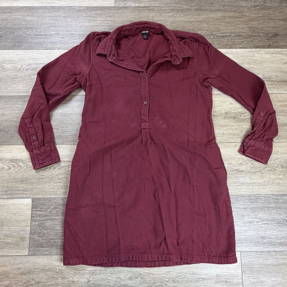 Patagonia Shirt Dress Womens Size S Red Organic Cotton Long Sleeve Tunic Casual
